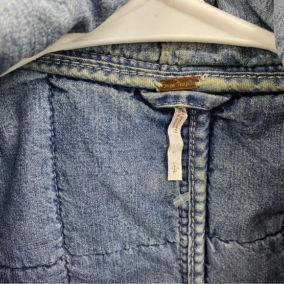 Free People Light Blue Quilted Bomber Jacket - Picture 7 of 10